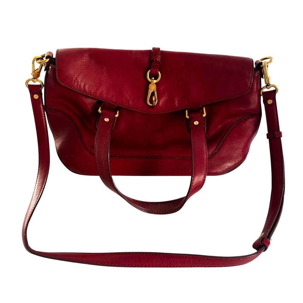Marc Jacobs Francesca Red Leather "Voyage" Satchel Gold Hardware